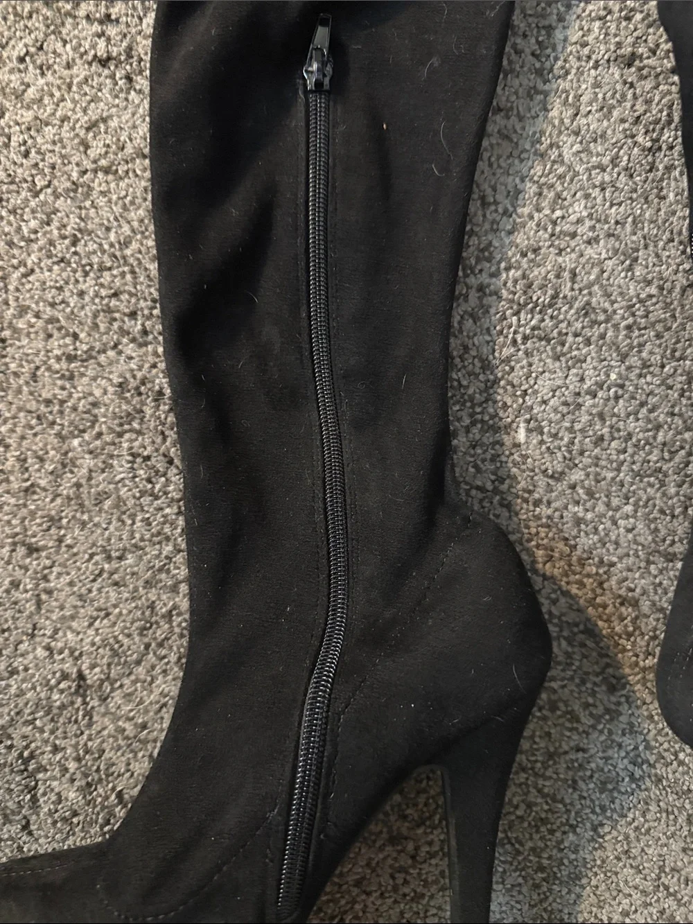 Koi Couture Black Over-the-Knee Suede Platform Stiletto Boots